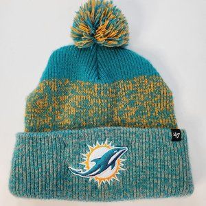 47 Brand Miami Dolphins Beanie Pom Pom Toboggan Hat One Size
